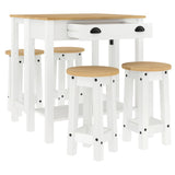 5 Piece Bar Set White Solid Wood Pine 3217077