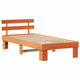 Bed Frame with Headboard Wax Brown 75 x 190 cm Solid Pine Wood 872469