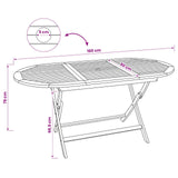 Folding Garden Table Natural 160 x 80 x 76 cm Solid Teak Wood 42028480
