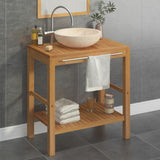 Bathroom Vanity Cabinet Solid Teak with Sink Marble Cream 3058162