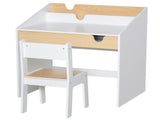 Kids Desk and Chair Set 2 Pieces Children Study Table with Storage Pull-Out Drawer Bookshelf for 3-6 T3398P421977