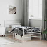 Metal Bed Frame without Mattress with Footboard White 100x190cm 355426