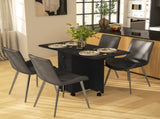 Multi-Storage Six-Person Drop Leaf Dining Table - Distressed Black T3398P343226