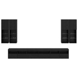 TV Wall Cabinet Set 7 pcs Black Oak Engineered Wood 3402799
