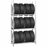3-Layer Tire Racks 4 pcs Silver 110x40x200 cm Steel 3154235