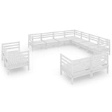 11 Piece Garden Lounge Set Solid Wood Pine White 3083215