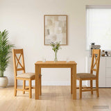 Dining Set 3 pcs Beige Solid Oak Wood 3430327