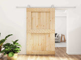 Sliding Door Natural and White 95 x 210 cm Solid Pine Wood 3445036