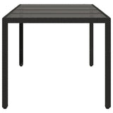 Garden Table with Glass Top Black 190x90x75 cm Poly Rattan 365537
