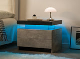 Nightstand LED Bedside Table Cabinet Lights Modern End Side with 2 Drawers for Bedroom T3272P450919