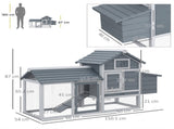 Small Chicken Coop with Run Hen House Poultry Coops Cages Nesting Box Grey 150.5 x 54 x 87cm T3398P350034