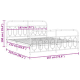 Metal Bed Frame without Mattress with Footboard White 183x213cm 377189