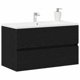 Bathroom Sink Cabinet with Drawer Black Oak 80 x 38.5 x 45 cm 862543