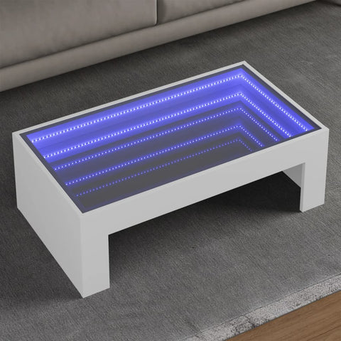 ZNTS Coffee Table with Infinity LED White 90x50x30 cm 847616