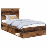 Bed Frame with Headboard Old Wood 100 x 200 cm Solid Pine Wood 3411053