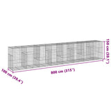 Gabion Basket with Cover 800x100x150 cm Galvanised Iron 3295220