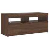 TV Cabinet with LED Lights Brown Oak 90x35x40 cm 815677