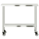 Kitchen Work Table with Wheels 110x55x85 cm Stainless Steel 376467