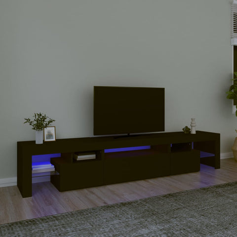ZNTS TV Cabinet with LED Lights Black 215x36.5x40 cm 3152795