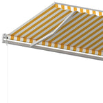 ZNTS Manual Retractable Awning with Posts 5x3 m Yellow and White 3069978