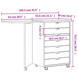 Rolling Cabinet with Desk MOSS Black Solid Wood Pine 4015790