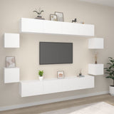 8 Piece TV Cabinet Set White Engineered Wood 3114222