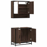 2 Piece Bathroom Furniture Set Brown Oak Engineered Wood 3300919