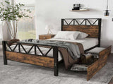 Metal bed, 3FT single bed 90x190cm, With 2 drawerss, Durable and Sturdy, Youth bed, Storage bed for N604P283076B