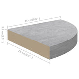 Wall Corner Shelves 4 pcs Concrete Grey 25x25x3.8 cm MDF 326635