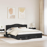 Bed Frame with Headboard Black 200 x 200 cm Engineered Wood 3413153