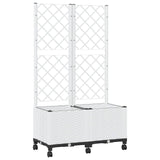 Garden Planter with Trellis&Wheels White 80 x 40 x 146 cm PP 3422973