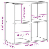 Bookcase White 68.5x32x68.5 cm Engineered Wood 852825