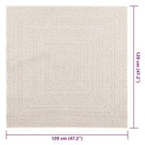 ZNTS Rug ZIZUR Cream 120x120 cm Jute Look Indoor and Outdoor 4010363