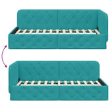 Corner Bed Frame with Headboard Turquoise 90 x 200 cm Velvet 42016541