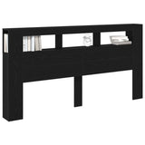 ZNTS Storage Headboard with LED Lights Black Oak 200x18,5x103,5 cm 863116