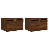 Wall-mounted Bedside Cabinets with LED Lights 2 pcs Brown Oak 836839