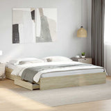 Bed Frame with Drawers without Mattress Sonoma Oak 180x200 cm Super King 3280638