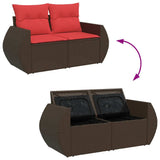11 Piece Garden Sofa Set with Cushions Brown Poly Rattan Acacia 3326715
