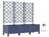 Garden Planter with Irrigation&Wheels 3 pcs Grey PP 3423093