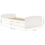 ZNTS Bed Frame with 2 Drawers without Mattress White 90x200 cm 322155