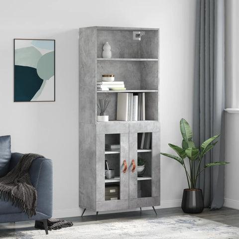 Highboard Concrete Grey 69.5x34x180 cm Engineered Wood 3189289