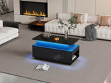 Lift-Top Coffee Table, Highgloss Centre Table with 1 drawers & LED lights, Hidden storage space, N605P388254B