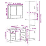 3 Piece Bathroom Furniture Set Smoked Oak Engineered Wood 3301112