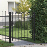Fence Gate BOXTEL Single Door with Arched Top Steel 1x1 m Black 146029