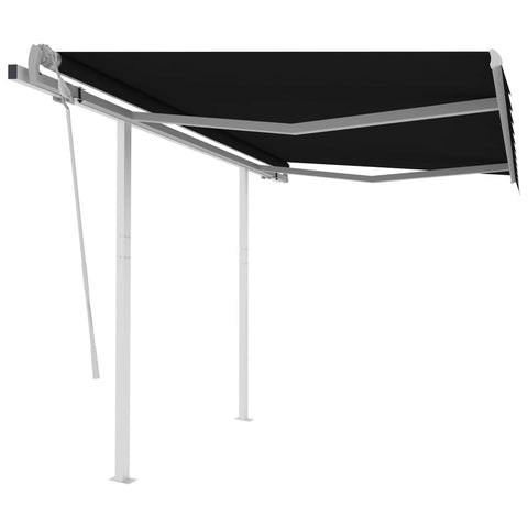 ZNTS Manual Retractable Awning with Posts 3x2.5 m Anthracite 3069899