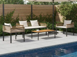 Outdoor Furniture Set Beige and Cream White Poly Rattan 42025228