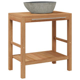 Bathroom Vanity Cabinet Solid Teak with Riverstone Sink 246496