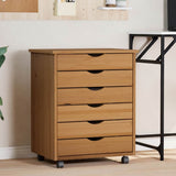 Rolling Cabinet with Drawers MOSS Honey Brown Solid Wood Pine 355891
