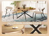 Dining Table for 4, 120 cm Industrial Kitchen Table with Wood Effect Tabletop and Steel Legs, Oak T3398P549937