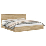 Storage Bed with Drawer Sonoma Oak 200 x 200 cm Engineered Wood 3410765